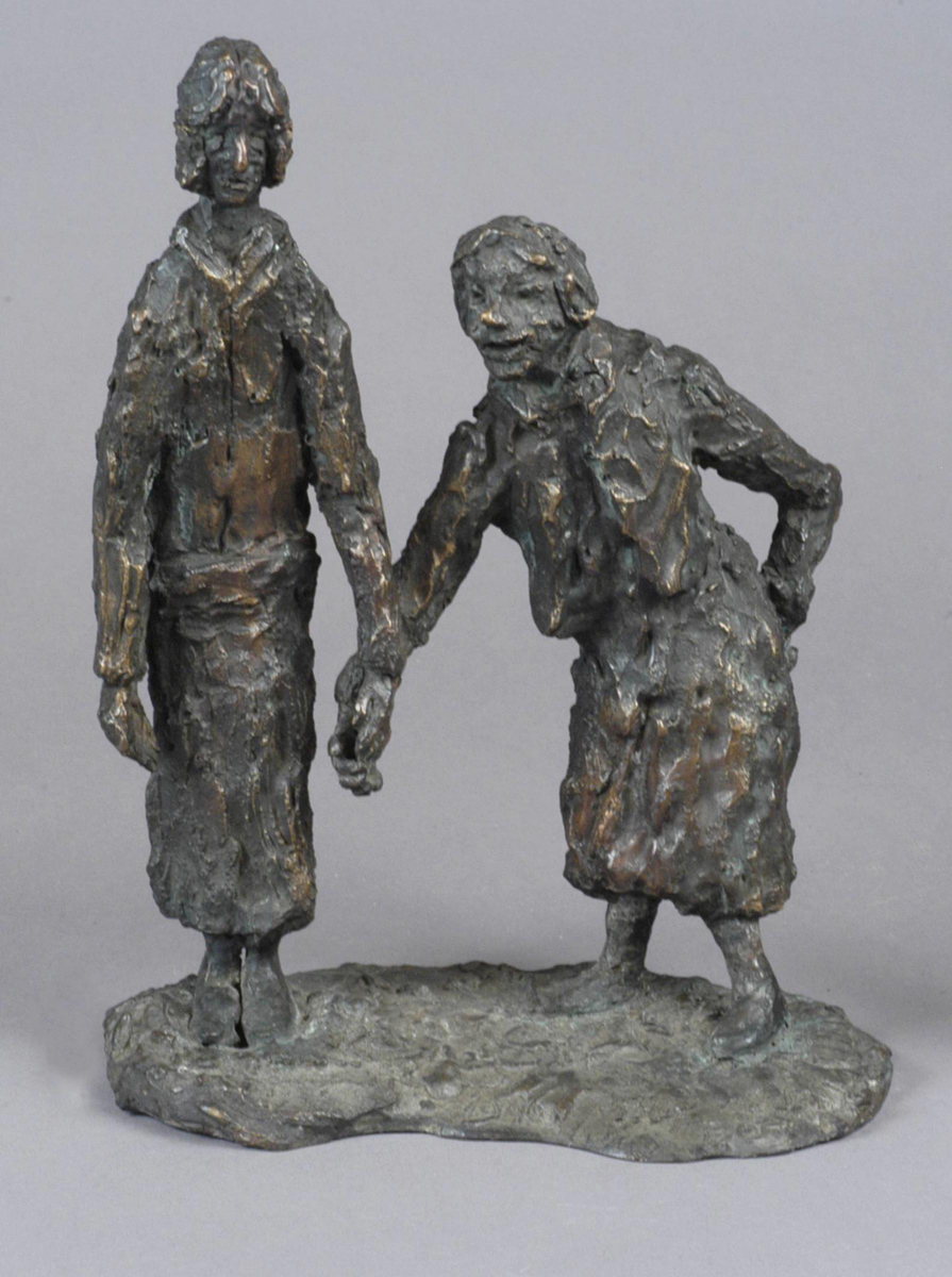 Betsie (‘Bep’) Sturm-Van den Bergh - Mina en Zwartje, 1946, beeldhouwwerk, brons