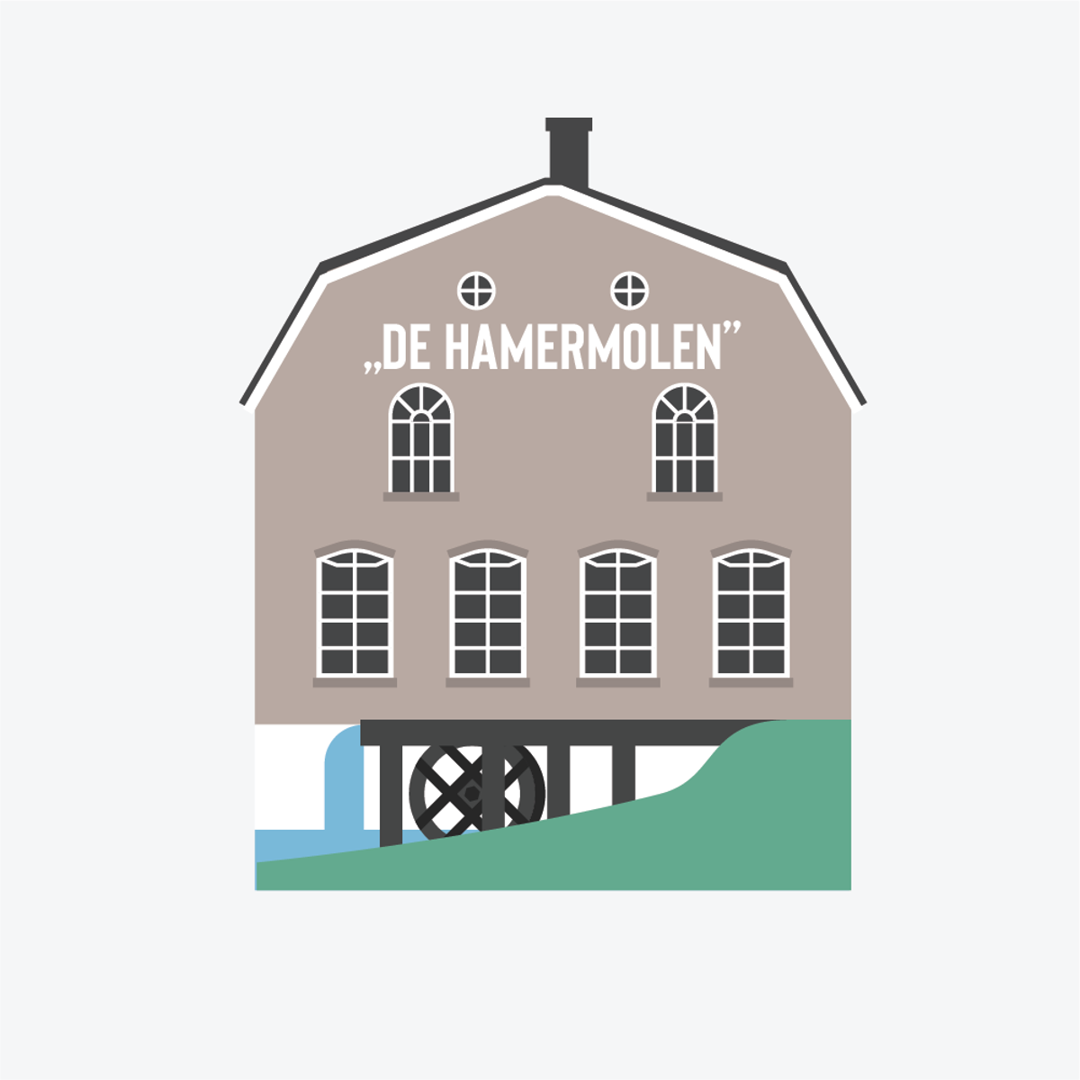 <p><strong>De Hamermolen </strong> <br id="isPasted">De Hamermolen werd gebouwd in 1916. Er was toen een wasserij gevestigd die tot in de jaren zeventig in bedrijf is geweest. Op deze plek stond in 1639 al een molen die gebouwd is voor het maken van papier. Er wordt nu een kleine hoeveelheid stroom opgewekt door een installatie die het waterrad verlicht. <br><a href="https://www.hetgroteverhaalvanapeldoorn.nl/thema/water" target="_blank" rel="noopener noreferrer">Lees meer</a> ></p>
